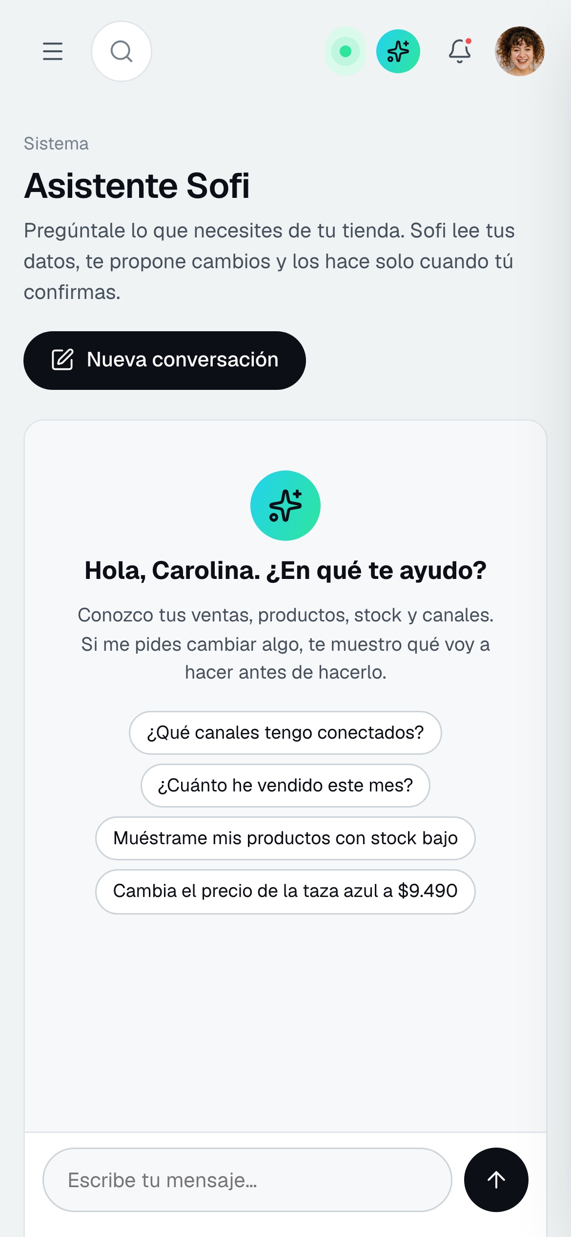 Asistente Sofi en el celular