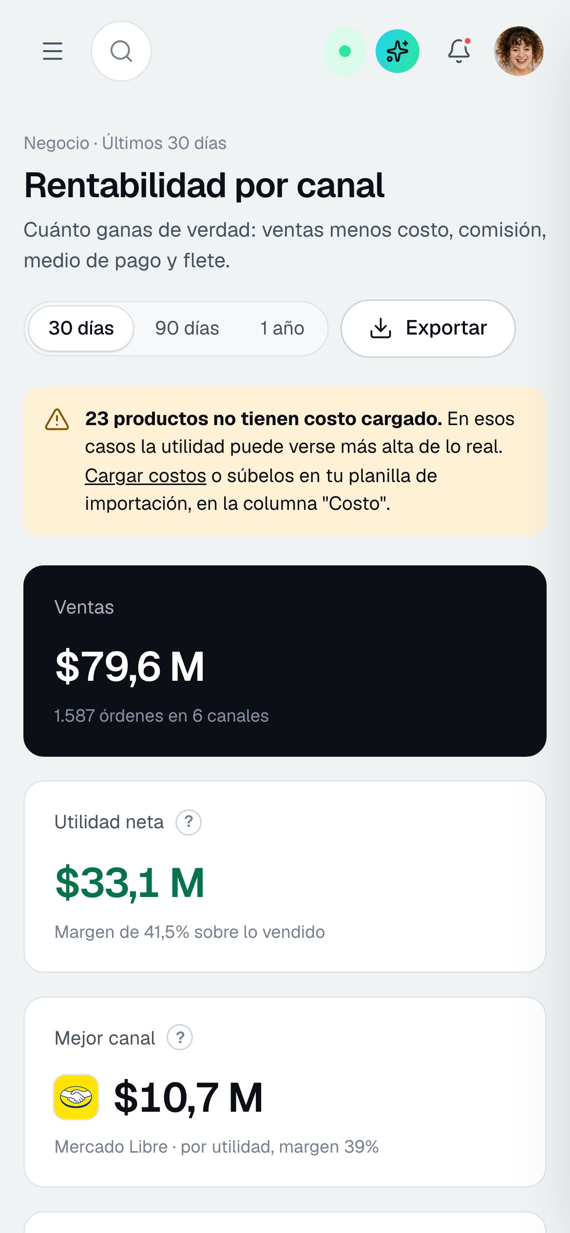 Rentabilidad por canal en el celular